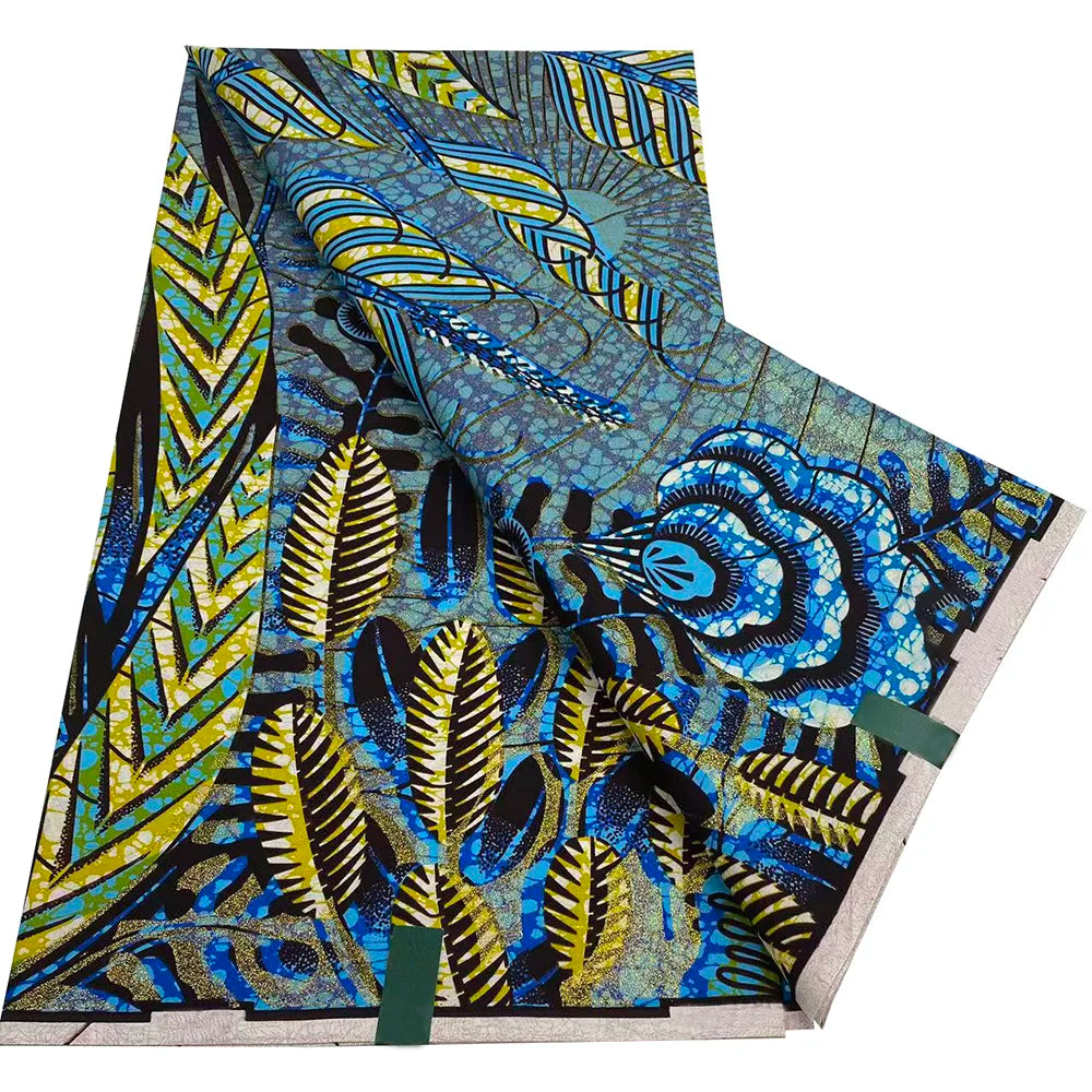 African Wax Prints Fabric Golden Wax Fabric High Quality Ankara Fabric for Party Dress New Grand Super 100% Cotton Y15, 6Yards