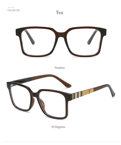 Brand Designer Retro Square Anti Blue Light Reading Glasses Women Men  Stripe Female Eyeglasses Computer Presbyopia Eyeglasse