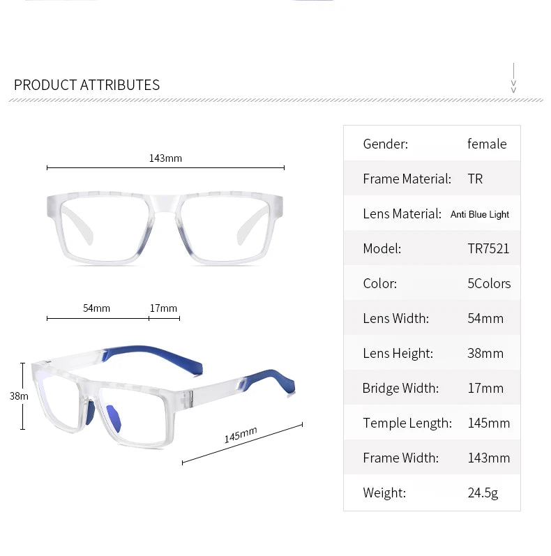 Men TR90 Anti Fog Eyeglasses Frame Blue Light Blocking Lenses Women Computer Glasses Prescription Myopia Reading Eyewear Frame