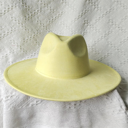 Colorful Suede Wide Brim Felt Fedoras Women's Hat Men's Church Jazz Hat Denim Hat Panama шляпа женская летняя 2024