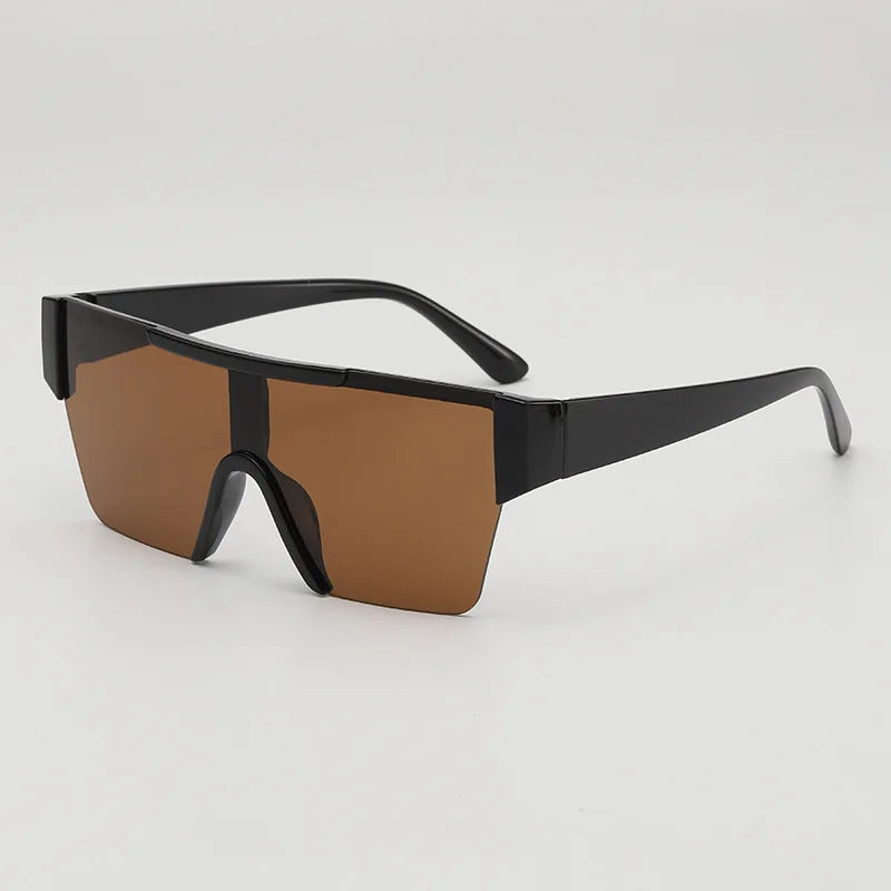 Retro Big Square Frame Women Men Sunglasses Fashion One Piece Black Silver Lens Shades UV400 Trending Sun Glasses Eyewear 2026