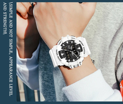 SANDA G Style White Sports Men's Watches Top Brand Luxury Military Quartz Watch Men Waterproof LED Digital Wristwatches