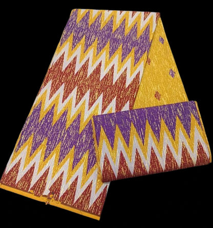 KENTE 4+2YARD 2024 Latest Design 6 Yards/lot African Fabric Gold Powder Ankara 100% Cotton Farbic For Sewing Wax Print Fabric