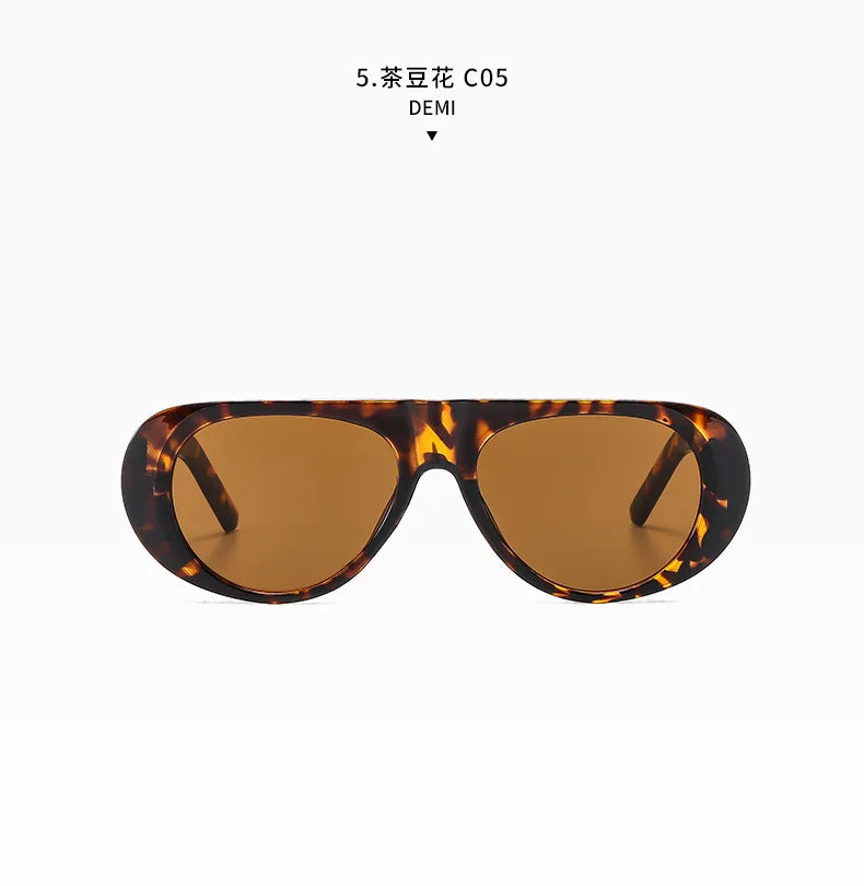 Vintage Big Frame Ellipse Women Square Sunglasses Brand Black Round Cool Men Sunglasses One Piece Designer Pilot Sun Glasses