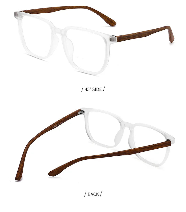 Wood Pattern Retro Anti Blue Light Glasses for Men Optical TR90 Male Square Glasses Frame Women Clear Lens Gift Frames F75233