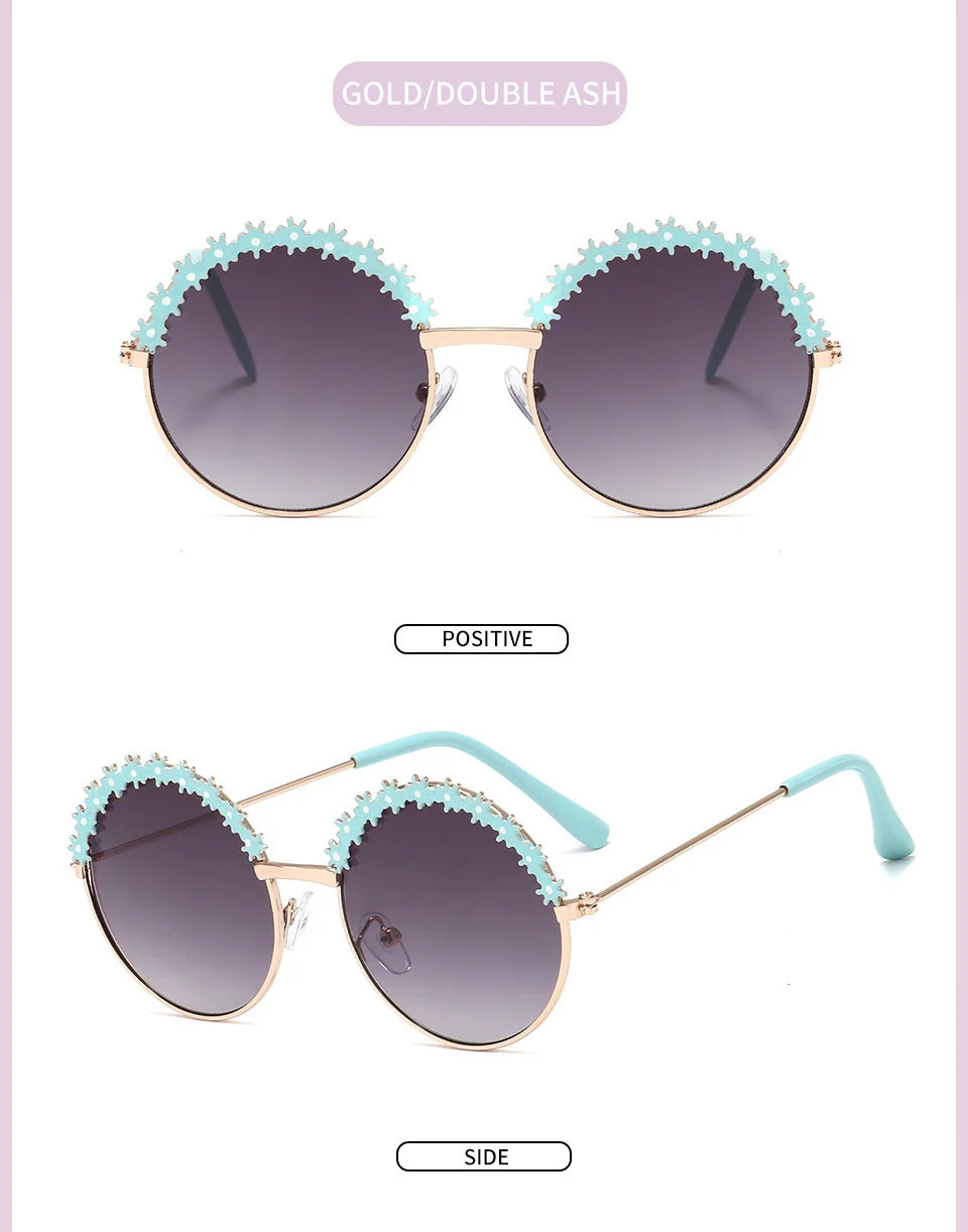 2025 Sunglasses children's glasses flower fashion New Sunglasses children's round children's Metal