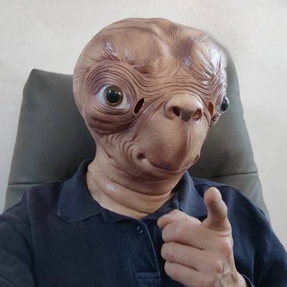 Realistic ET Alien Latex Mask Halloween Carnival Party Movie E.T. the Extra-Terrestrial Cosplay Creepy E.T. Alien Full Head Mask