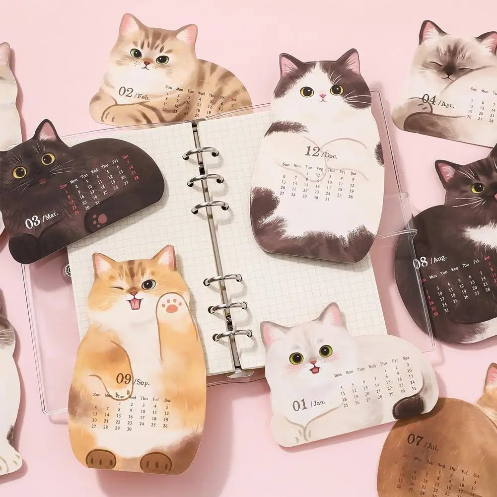 Wooden Base 2026 3D Cat Dog Series Desk Calendar,Multifunctional Desktop Planner Calendar Yearly Agenda Organizer for Home Offic