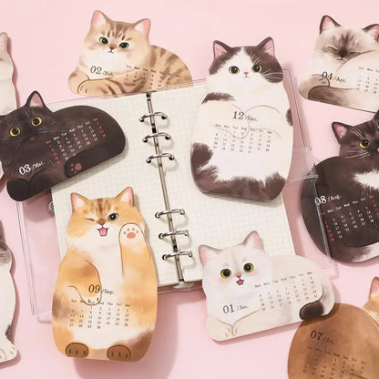 Wooden Base 2026 3D Cat Dog Series Desk Calendar,Multifunctional Desktop Planner Calendar Yearly Agenda Organizer for Home Offic