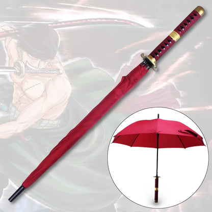 Anime Zoro Katana Umbrella Sword Long Hand Black Parasol Roronoa Zoro Knife Real Size Japanese Katana Sabre Umbrella Raincoa