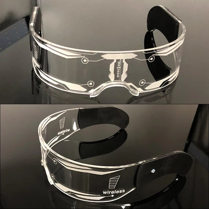 Acrylic LED Luminous Glasses Glow Party Glasses Neon Light Up Visor Eyeglasses DJ Bar Party Eyewear For Halloween Christmas