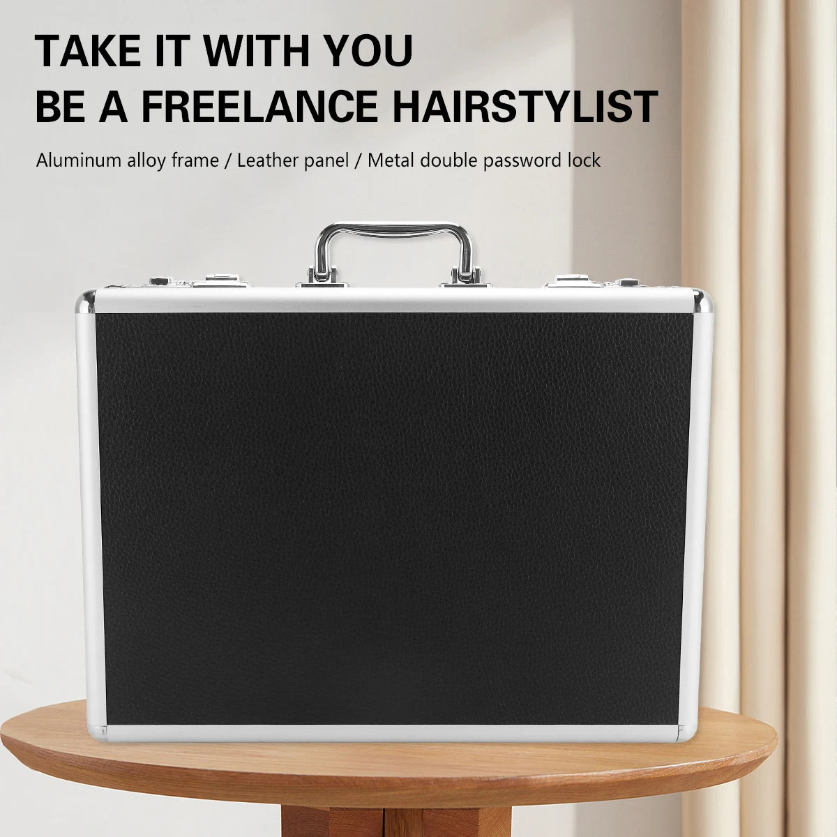 Barber Storage Suitcase Hair Styling Tools Storage Pouch Large Capacity with Lock Makeup Organizer Shockproof Metal Toolbox