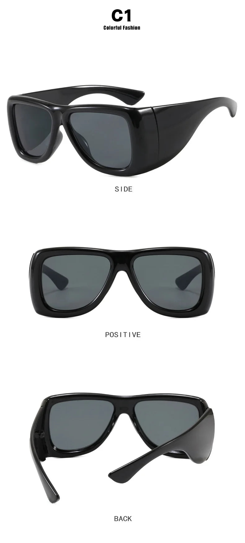 QVQV Trendy Oversized Square Sunglasses Women Men Luxury Brand Original Thick Frame Sunglasses Retro Outdoors Driving Shades