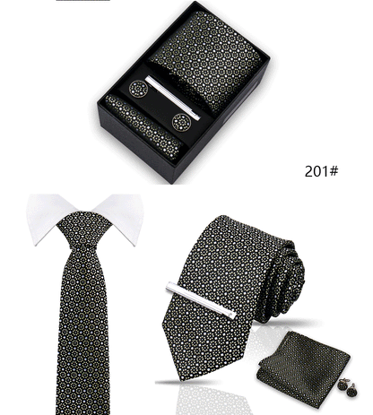 Tie Set For Men Silk Necktie Wedding Cufflinks Box Gift Tie Clip Men Pocket Square Necktie Luxury Business Gravatas