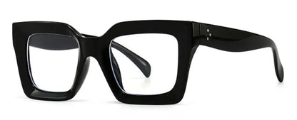 Vintage Oversized Square Anti Blue Light Reading Glasses Women Men Trending Optical Eyewear Finished Hyperopia Eyeglasses +2 +5