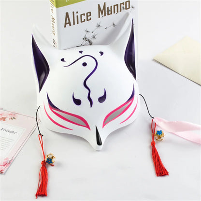 Fashion Anime Fox Mask Hand-painted Mask With Tassels Bell Halloween Masquerade Party Festival Cosplay Photo Prop Cute Gift