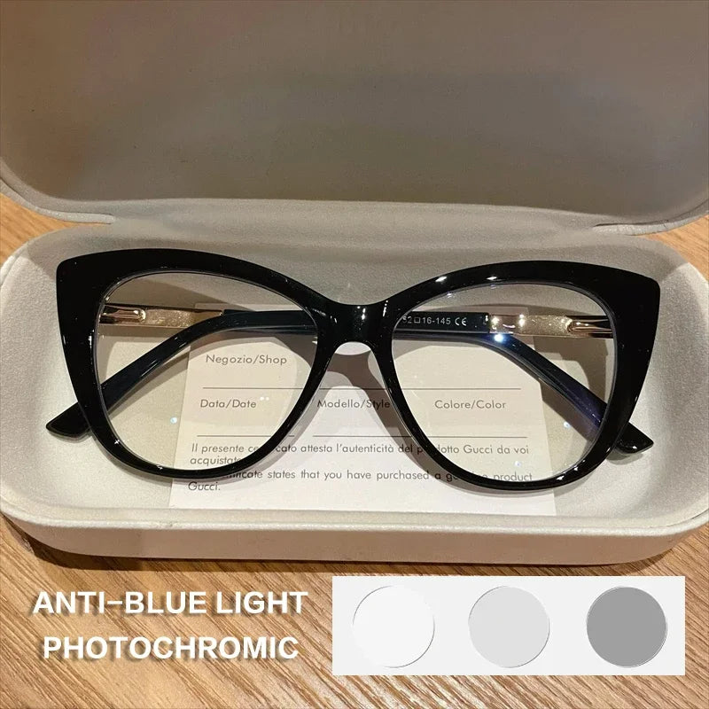 EYORA Fashionable Full Rim Cat Eye Reading Glasses Women Anti Blue Ray or Photochromic Progressive Prescription Optical Eyewear