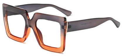 Farsightedness Glasses Transparent Computer Anti Blue Light Reading Glasses Men Women Two Tone Big Square Eyeglasses Frame Retro