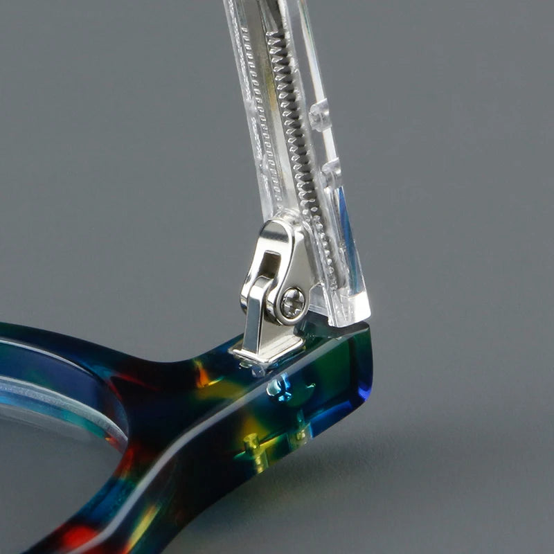 KSVEREN Vintage Acetate Frame Reading Glasses Men Women Fashion Round Rivet Optical Glasses Transparent Prescription Spectacles