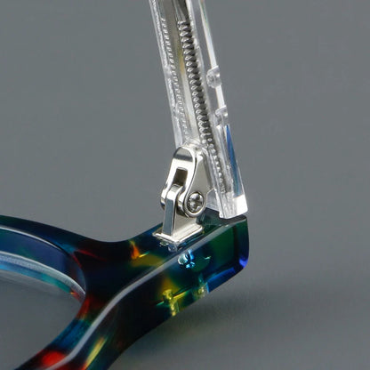 KSVEREN Vintage Acetate Frame Reading Glasses Men Women Fashion Round Rivet Optical Glasses Transparent Prescription Spectacles