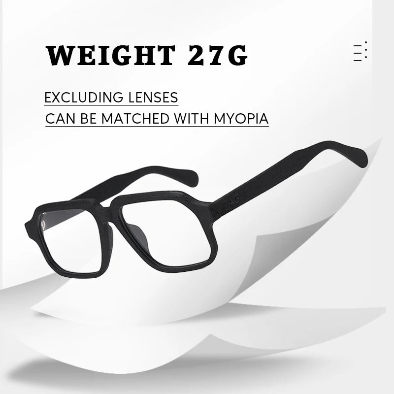 TAG Hezekiah Natural Wood Glasses Frame Men Oversized Wooden Myopia Prescription Optical Glasses Spectacle with Clear Lens 8188