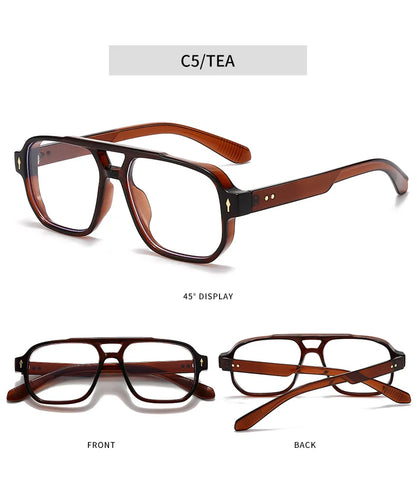 SHAUNA Double Bridges Anti Blue Light Retro Women Square Glasses Frame Fashion Men Optical Eyewear
