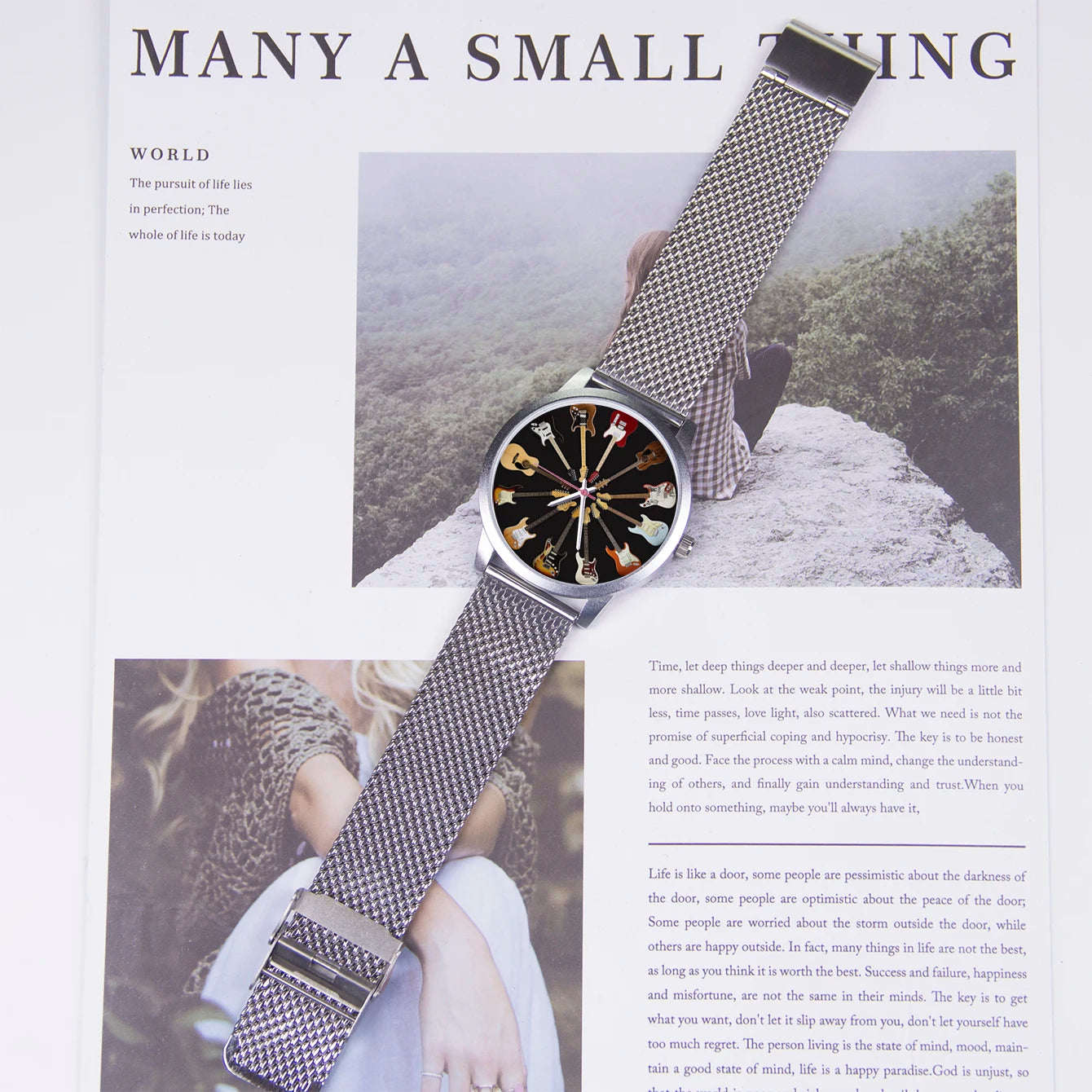 Logo Men's Watch Wife Musical Instrument Universal Watches Husband Family Pattern Guitar Clock Wristwatch DIY Dial