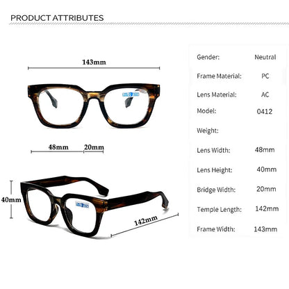Men Vintage Square Reading Glasses Trendy Casual Ultra-light Presbyopia Eyeglasses Women Fashion Elegant High-definition Eyewear