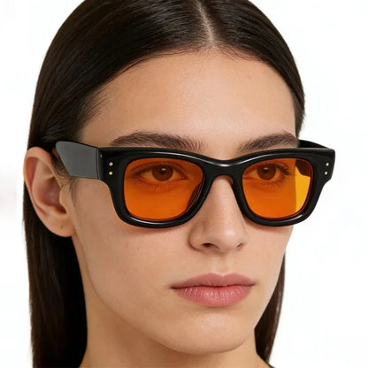 JNPCXI New Square Rivets Women Gradient Sunglasses Shades UV400 Fashion Black Tea Men Trending Sun Glasses