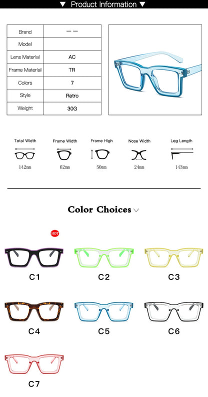 Retro Square Anti Blue Light Optical Glasses Frames Men Fashion Computer Prescription Eyeglasses Women TR90 Reading Glasses +2.5