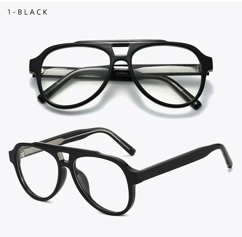 Unisex Retro Glasses Frame Large Eyeglasses Anti Blue Light Square Opical Glasses Aviation Suitable Decoration Eyewear