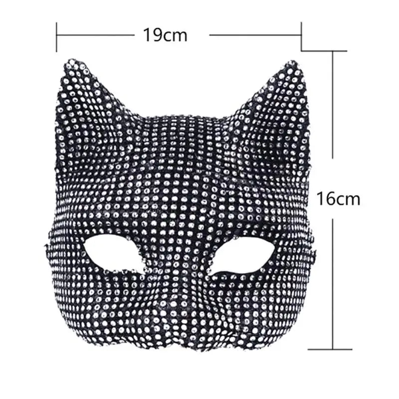 1Pcs Shiny Cat Ear Masks Cosplay Halloween Party Costume Accessories Long Gloves Sexy Bling Kitten Half Masks Party Accessories