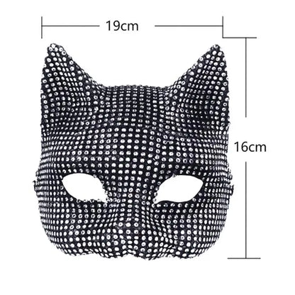 1Pcs Shiny Cat Ear Masks Cosplay Halloween Party Costume Accessories Long Gloves Sexy Bling Kitten Half Masks Party Accessories