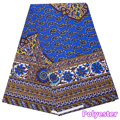 Veritablewax Fan Pattern African Fabric By the Yard Polyester Material For Handsewing High Quality Cloth for Party Dress A-27
