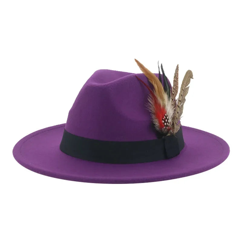 Hat Fedoras Winter Women Hats Men Felt Hat Feather Luxury Fashion Casual Wedding Decorate Men Women Fedora Chapeau Femme Bonnet