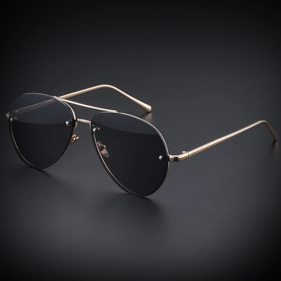 New Men's Large-Frame Metal Frameless Matte Frog-Style Sunglasses - Unisex Sunglasses, Fashionable and Versatile