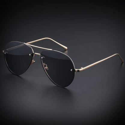 New Men's Large-Frame Metal Frameless Matte Frog-Style Sunglasses - Unisex Sunglasses, Fashionable and Versatile