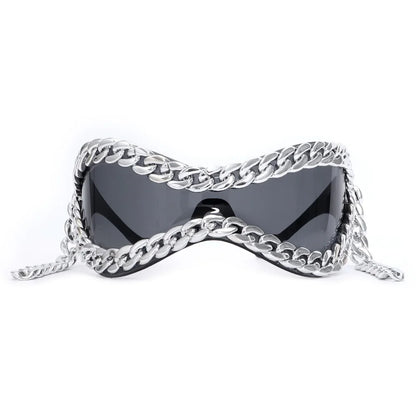 Luxury designer Trendy Metal Chain Frame Women Sunglasses 2000s All Matching Cool SunGlasses UV400 Lenses Eyewear Punk glasses