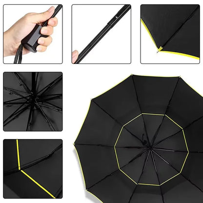 Double Strong Wind Resistant Umbrella Rain Women Large Folding Non-automatic Umbrellas Men Family Travel Business Paraguas