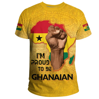 African Ghana T-shirt Fashion 3D Printed Coat Of Arms T Shirts For Men Casual Round Neck Tees Summer Sports Tops Short Sleeves