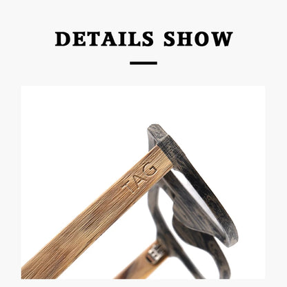 TAG Hezekiah Natural Wood Glasses Frame Men Oversized Wooden Myopia Prescription Optical Glasses Spectacle with Clear Lens 8188