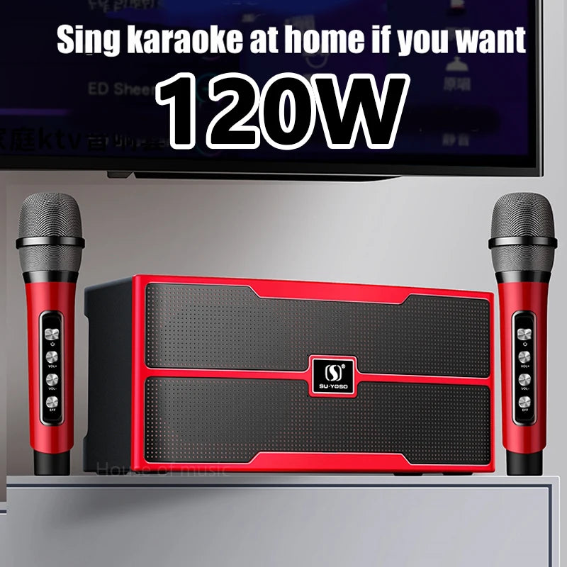 120W High Power Wireless Portable Microphone Bluetooth Speaker Sound Family Party Karaoke Subwoofer Boombox caixa de som Ys-201