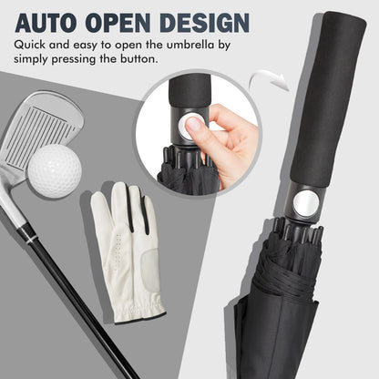 Golf Umbrella Extra Large Oversize Double Canopy Vented Windproof Waterproof Umbrella  62 Inch Automatic Open Golf Umbrella