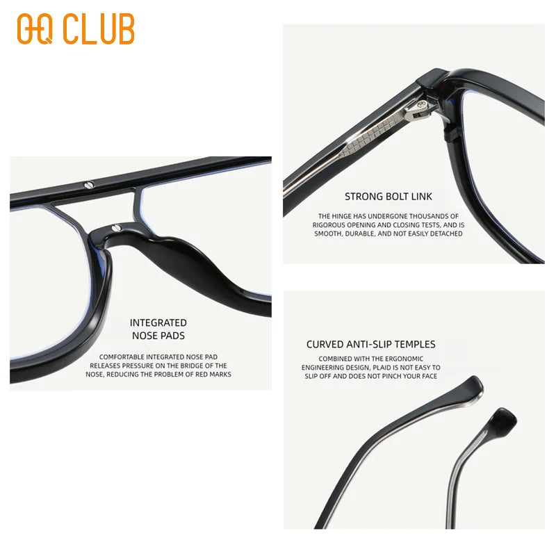 O-Q CLUB Men's Glasses for Reading Glass Eyeglasses Women's Eyepieces Graduated Lenses to Read Eye-glasses -1 Eyeglass Frames