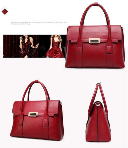 2024 New Genuine Leather Briefcase Women Handbags Large Capacity Ladies Fashion Cowhide Shoulder Messenger Bags Portable