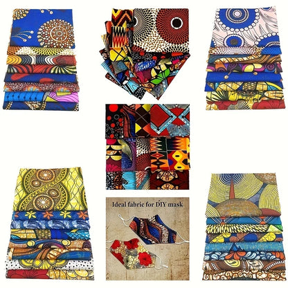 8PCS 50 * 40cm/19.7 * 15.7in new African wax fabric DIY handmade patchwork fabric group polyester digital printed fabric