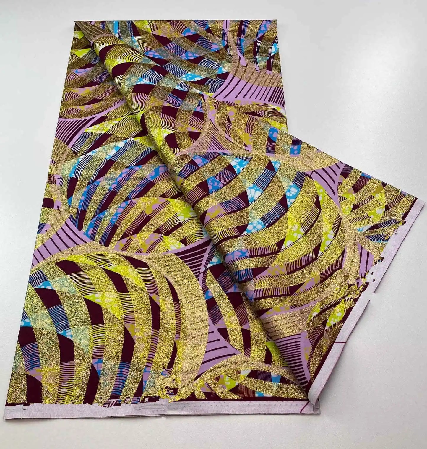 100%Certified Grand Super African Wax Nigerian GlitterGlam Gold Embellished Ankara Wax Printed Fabric Real Original For Sewing