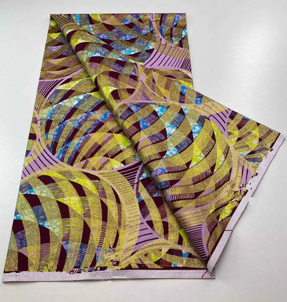 100%Certified Grand Super African Wax Nigerian GlitterGlam Gold Embellished Ankara Wax Printed Fabric Real Original For Sewing