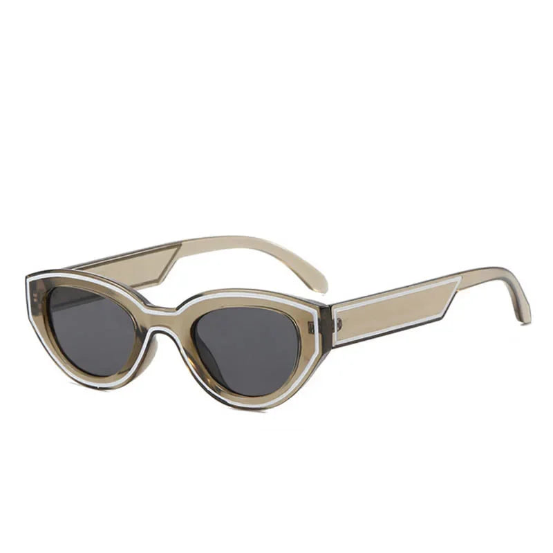 QVQV Luxury Brands Cat Eye Sunglasses Woman 2026 New Vintage Polygon Sun Glasses Man Travel Beach Eyewear Trendy Shades Female