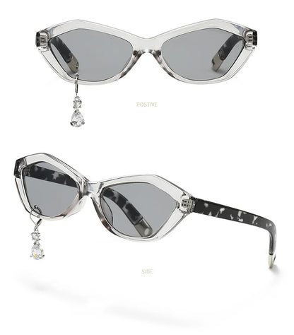 Pearl Diamond  DIY Tear Sunglasses for Women Small Frame Cat Eye Fashion Forward Mermaid Tear Aviator Eyewear